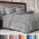 Duvet Cover Cal King Size Set - Extra Soft Cal King Duvet Cover 104" x 98" with 2 Pillow Shams - Hotel Luxury, Easy Care & Fade Free w/ Zipper Closures & Ties - Comfy, Cozy & Breathable (Grey Stripes), California King