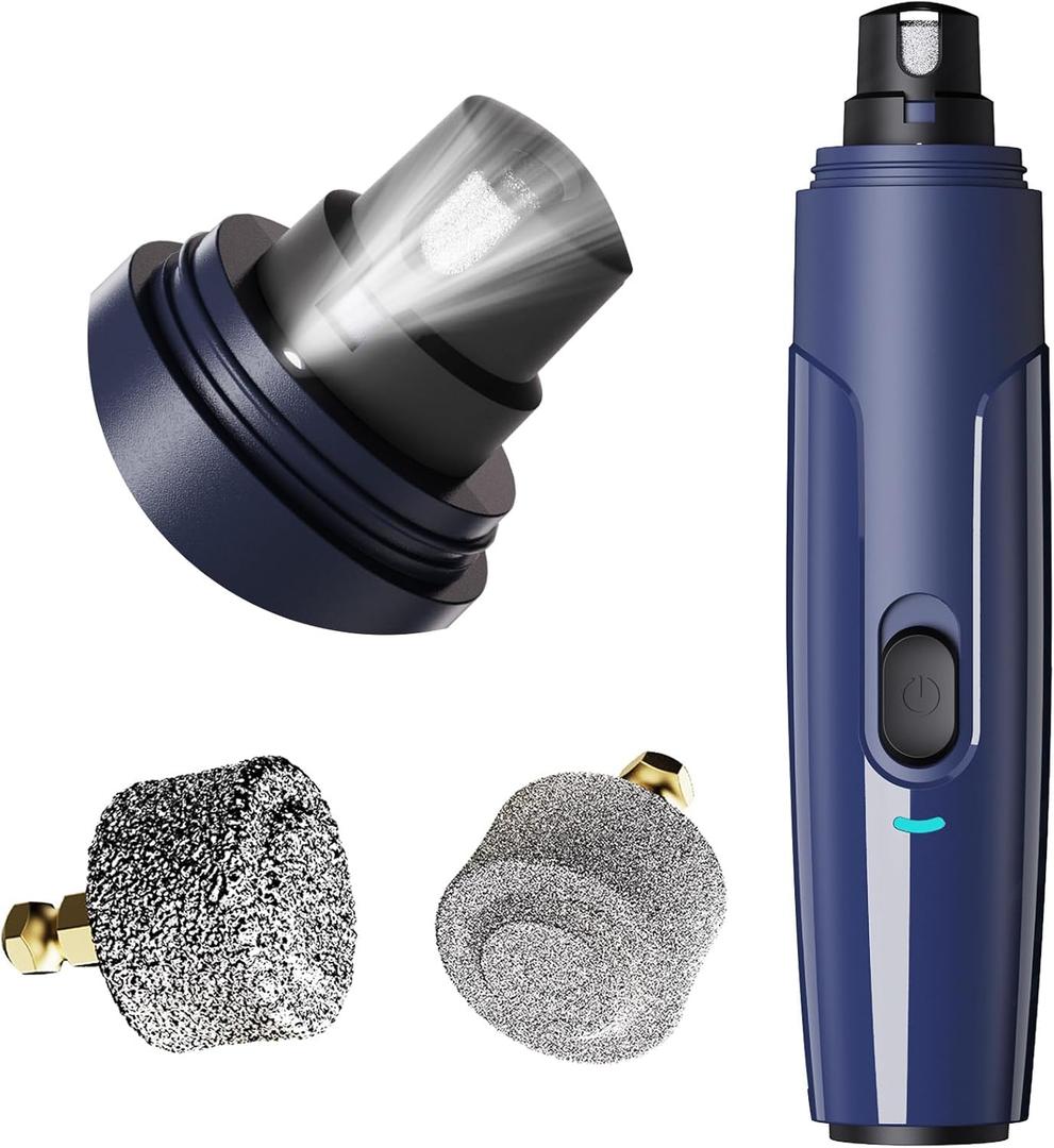 Bonve Pet Nail Grinder for Dogs - Electric Dog Nail Trimmers with 2 LED Lights Super Quiet, Coarse & Fine Wheels. Rechargeable, 2 Speeds for Small Large Dogs & Cats (Blue) Bonve Pet Nail Grinder for Dogs - Electric Dog Nail Trimmers with 2 LED Lights Super Quiet, Coarse & Fine Wheels. Rechargeable, 2 Speeds for Small Large Dogs & Cats (Blue)