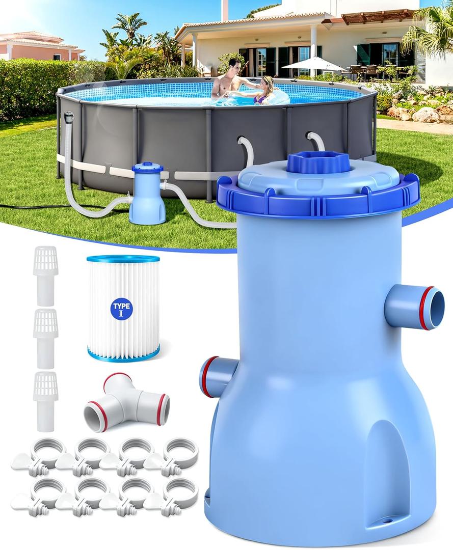 LuxBlue 2026 Improved 530 GPH Small Pool Filter Pump | ETL Certified Cartridge Filter Pump for Above Ground Pools | Water Circulation System- Quickly Remove Debris, Enhance Crystal-Clear Pool Water