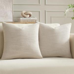 Meekio Set of 2 Linen Look Linen Beige Pillow Covers 16x16, Decorative Throw Pillow Covers for Couch, Sofa, Bed & Living Room Decor : Home & Kitchen