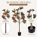 Hoteam 5ft Fall Faux Trees for Porch Artificial Magnolia Tree with Planter