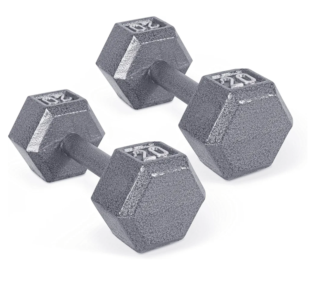 2 Pack CAP Barbell Cast Iron Hex Dumbbell |Gray 20lb