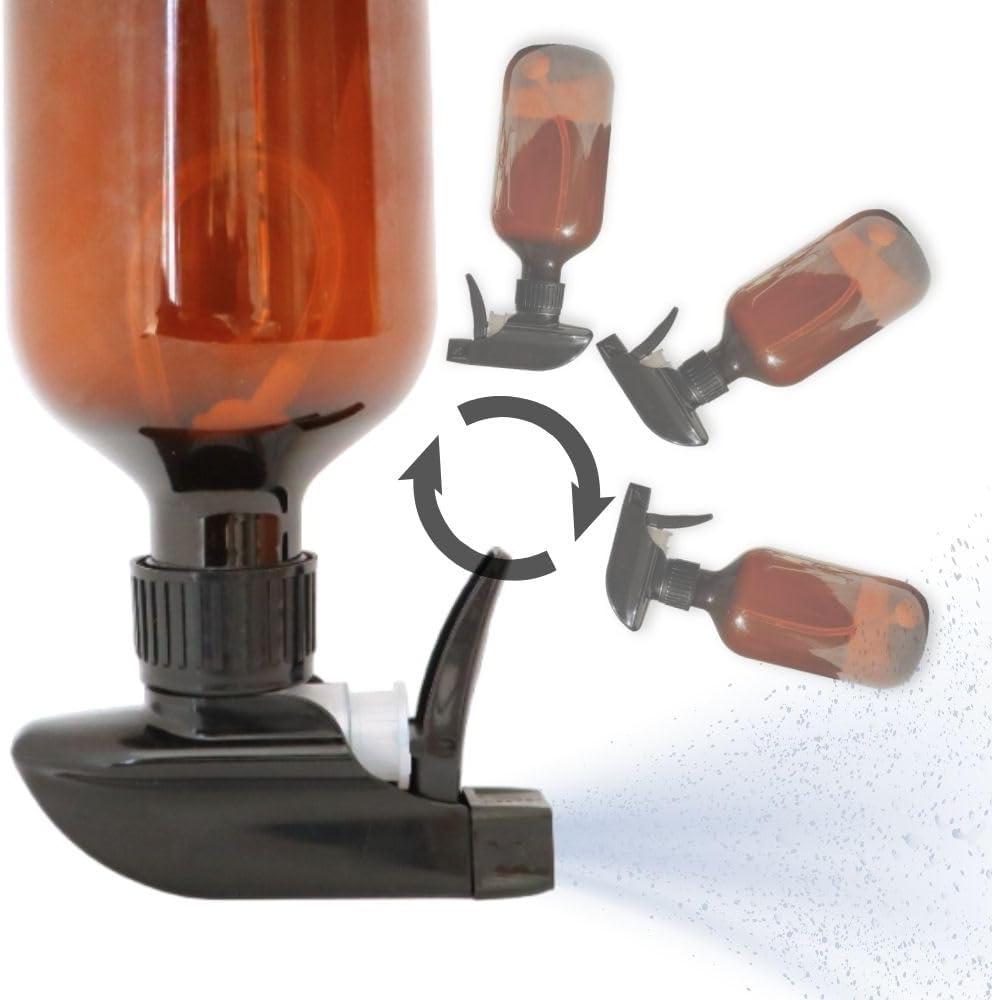 360 Spray Bottle (2 Pack) | Upside Down Spray Bottles | All Purpose Plastic Amber Spray Bottles (16 Ounces)