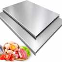 2PCS Large Stainless Steel Cutting Boards with Lip, Kneading Cutting Board Mats, Metal Cutting Board for Meat, Fruits, Vegetables, Bread, Baking, Non Adhesive (19.75" x 15.75", 15.75" x 11.5")