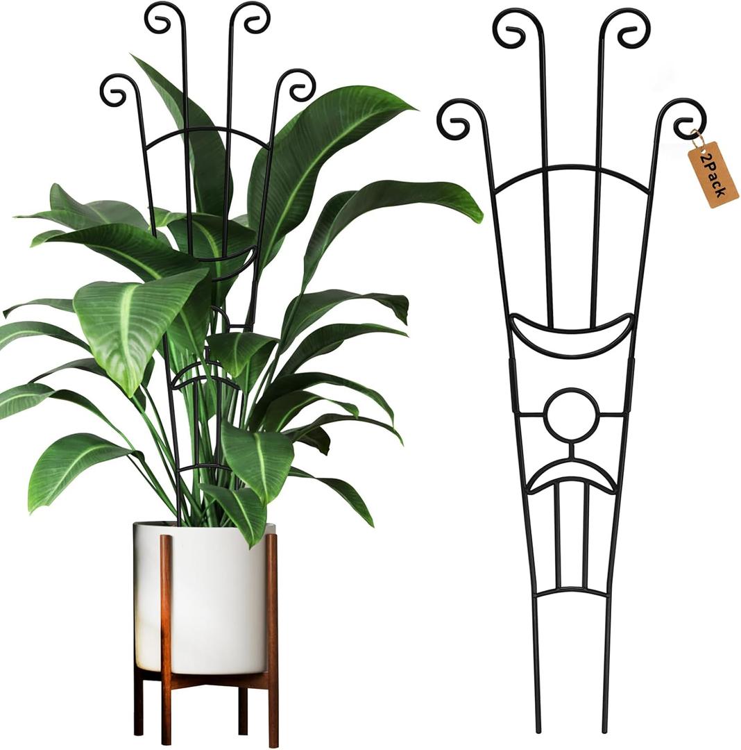 32.6in Plant Trellis for Climbing Plants Indoor, Expandable Large Metal Trellis for Potted Plants, Heavy-Duty Tall Pothos Plant Climber Support for Ivy Pothos Hoya Monstera, 2P