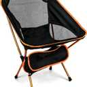 QWORK Ultralight Portable Camping Chair with Triangular Stability – Aluminum Alloy Frame, Ripstop Polyester Seat, Plastic Joints, 330 lbs Capacity – for Fishing, Camping, Hiking and Backpacking Orange