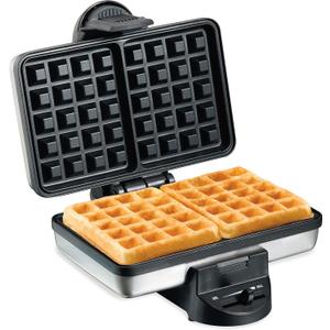 Hamilton Beach Belgian Mini Waffle Maker with Shade Control, Makes 2 at Once, Create Personalized Keto Chaffles and Hash Browns, PFAS-Free Non-Stick Plates, Compact Design, Stainless Steel (26009)