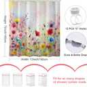 Baccessor Spring Summer Floral Shower Curtain Colorful Romantic Watercolor Wildflower Shower Curtain Polyester Fabric Bathroom Bath Home Decor Waterproof Weighted with Hooks 72 W x72 H Inch