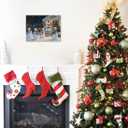 2 x Woxfcart Musical Snowman Christmas Wall Art Canvas Print, Winter Holiday Snow Scene with Snowmen Band, Home Decor, 15 x 12 inche (Xmas-25-14)