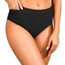 Tempt Me Mid Waist Bikini Bottoms-Full Coverage Bathing Suit Bottom with Pockets M