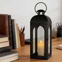Lantern Decorative Indoor & Outdoor, 16.5IN Large Hanging Candle Lanterns, Black Metal Decorative Candle Lanterns, Waterproof Hanging Lantern for Porch Patio Wedding Home