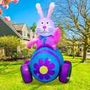 AJY 4Ft Easter Inflatables Bunny Decorations with LED LightsHappy Easter Bunny Blow Up Yard Indoor Outdoor Holiday Decor