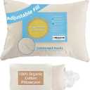 Lofe Toddler Pillow with Pillowcase 13x18, Organic Cotton Shell with Zipper, Adjustable Loft, Natural Un-Bleached Tan
