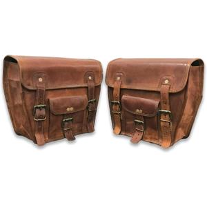 Corium Vintage Style Leather Motorcycle Saddlebags, Biker Bag Set of 2 (10 x x13 Inch)