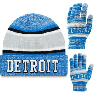 Vintage Classic Skull Cap 3D Embroidery Beanie Cuffed Winter Hat Knit Comes with Warm Gloves Fasion Gifts for Men Women Fans