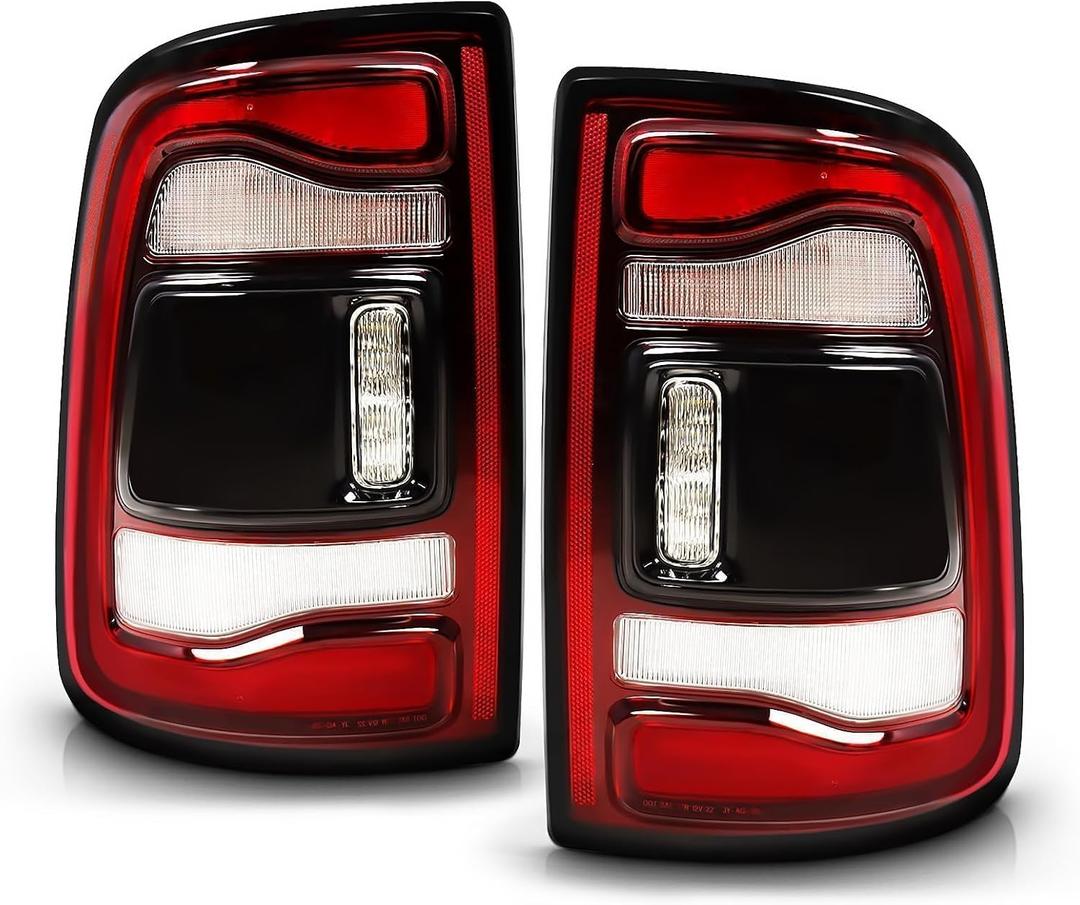 Smoked Tail Lights Assembly w/Blind Spot Compatible with 2020-2023 Ram 2500 3500 Black Bezel Rear Brake Lamps Taillights 68548947AA 68548946AA