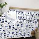 Mayfair Linen 100% Organic Cotton Printed Sheets Full Size - Percale Weave Cotton Full Size Sheet Set (4 PC, Floral Blue), Soft & Crisp, GOTS Certified, Cooling Sheets, 16" Deep Pocket