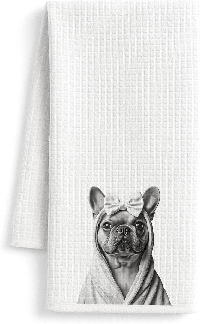 French Bulldog Gifts Bathroom Hand Towels, Frenchie Gifts for Women Men Dog Lovers Decorative Hand Towels for Bathroom Washroom, Funny Dog Kitchen Dish Tea Towels, 16x24 Inch