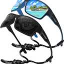 STORYCOAST Polarized Sports Sunglasses for Men Women Unbreakable Frame Cycling Fishing Driving (2pack Black+blue Mirror)