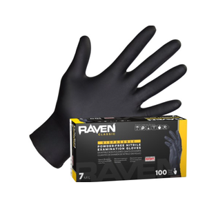 SAS Safety 66518 Raven Powder-Free Disposable Black Nitrile 7-Mil Gloves, Large, 100 Gloves by Weight
