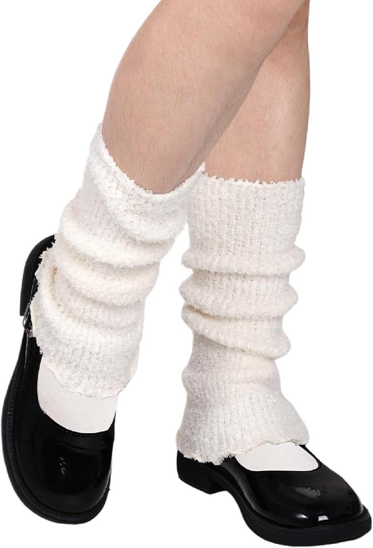 Fuzzy Leg Warmers Knitted Ruffle Leg Sleeves for Women 80s Party Yoga