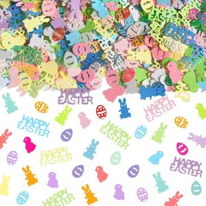 2 x 3000Pcs Easter Table Confetti, Bunny Rabbit Egg Chicken Shape Glitter Metallic Foil Table Scatters Spring Party Decorations