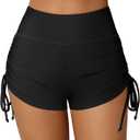 ATTRACO Women Swim Shorts High Waisted Swimsuit Shorts Swim Bottom Board Shorts (Small, Black(pockets))