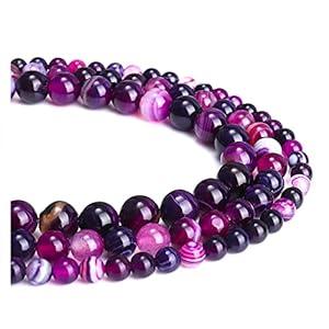 100PCS Natural Stone Beads 8mm Purple Agate Round Loose Beads Crystal Energy Stone Healing Power for Bracelet Jewelry Making DIY Crafts (8MM, 100PCS Purple Agate)