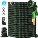 100 FT Expandable Garden Hose-2026 Upgraded Lightweight Flexible Water Hose with 10 Pattern Nozzle,5-Layer Latex Core,3750D Durable Fabric,Solid Brass Fittings,Kink-Free & Leakproof Expanding Hose