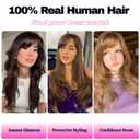 Short Side Bang Clip in 100% Real Human Hair | Reddish Brown Color Swoop French Bangs Fringe | Thick Straight Air Bangs Clip for Women Daily Use