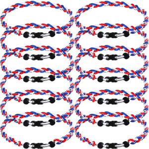 Zeyune 12 Pcs 18" Baseball Necklace for Boys Three Braided Rope Tornado Titanium Baseball Rope Necklace for Men Sport