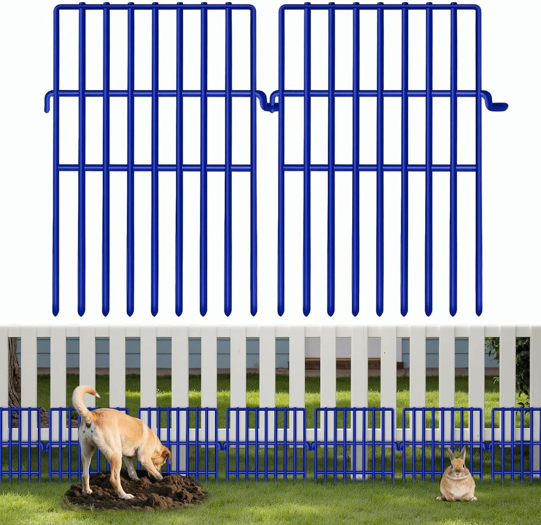 25 Panels Animal Barrier Fence, No Dig Fences 17in (H) X 27ft (L), Garden Fencing Animal Barrier for Dogs and Rabbits, Rustproof Metal Fence Border, Under Fences Barrier for Outdoor, Yard, Patio