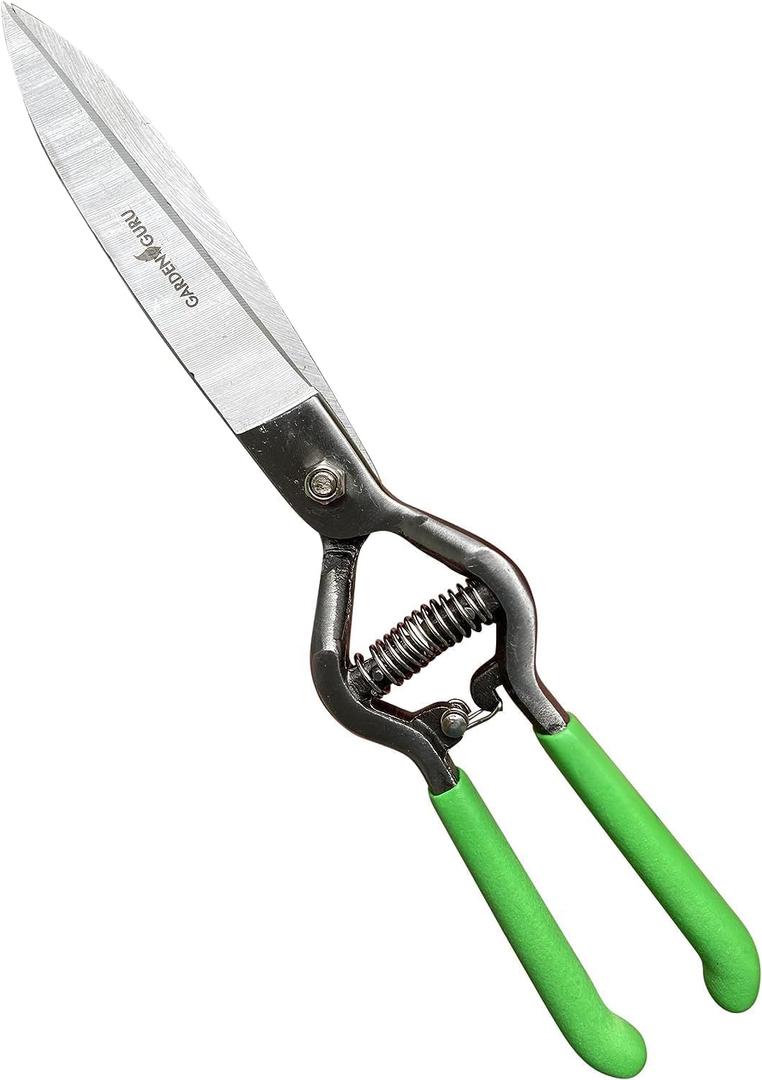 GARDEN GURU Hand Grass Clipper Scissors Classic Forged Steel Grass Shears Pruners Comfort Grip Handles Perfect for Hand Edging Lawn, Trimming Shrubs & Flowers, Gardening, Landscaping