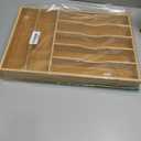 Bamboo Silverware Organizer, Bamboo Kitchen Drawer Cutlery Organizer, Utensil Holder, Flatware Organizer Tray (15.8"x11.7"x1.6")