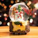Topadorn Snowman Family Christmas Snow Globe Decorations Indoor, Musical Glass Water Globe with Snowflakes for Holiday Decor, Festive Tabletop Mantel Ornaments, Christmas Home Decorations Gifts