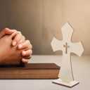 Didiseaon 10pcs Wooden Cross Desk Decor Unpainted Craft Crosses for Home Office Unique Religious Ornament for Weddings Baptisms Festivals