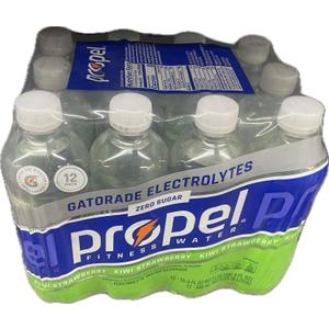 PROP3L Z3RO, Kiwi Strawberry, Zero Calorie Sports Drinking Water with Electrolytes and Vitamins C&E, 16.9 Fl Oz - [12 PACK], BB Date: 07/14/2025