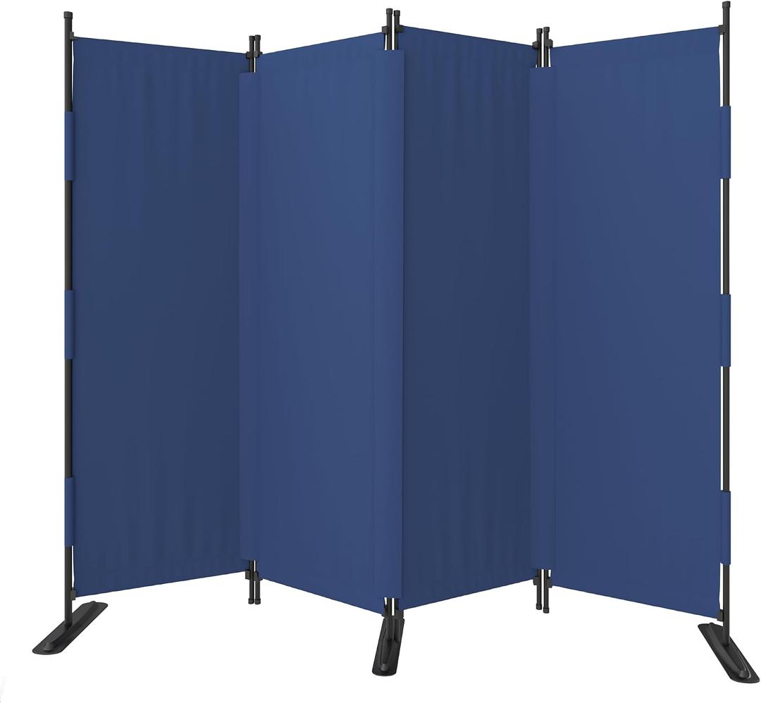 Room Divider, 4 Panel Upgraded Folding Privacy Screen, 88 Highly Secretive Separation with 3 Metal Feet, Partition Screen, Lightweight Freestanding Wall Divider Bedroom (Blue)