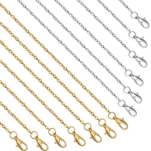 Lemonkey 24 Pack Necklace Chains Bulk,Gold and Silver Plated DIY Cable Link Chains for Jewelry Making 18 Inches