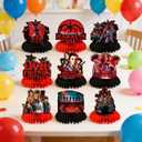 2 x 9Pcs Stranger Birthday Party Supplies, Honeycomb Centerpieces for Stranger Things Decorations, Double Sided Table Centerpieces