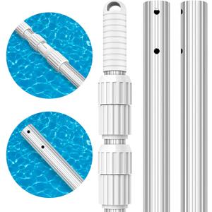 Upgraded Pool Pole 16.5 Foot Telescopic Swimming Pool Poles,Adjustable Telescopic Pool Cleaning Pole,Professional Pole for Skimmer Net,Rake,Brush,Vacuum Head,Heavy Duty Aluminum Thicken 1.3mm Pole