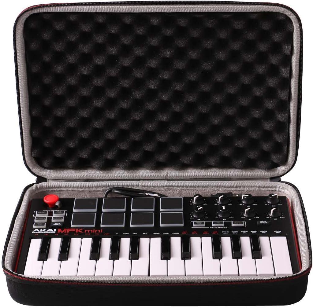 LTGEM Case Compatible with Akai Professional MPK Mini MK3 / MPK Mini Play MK3 25 Key USB MIDI Keyboard Controller, Black+Gray(Case Only)