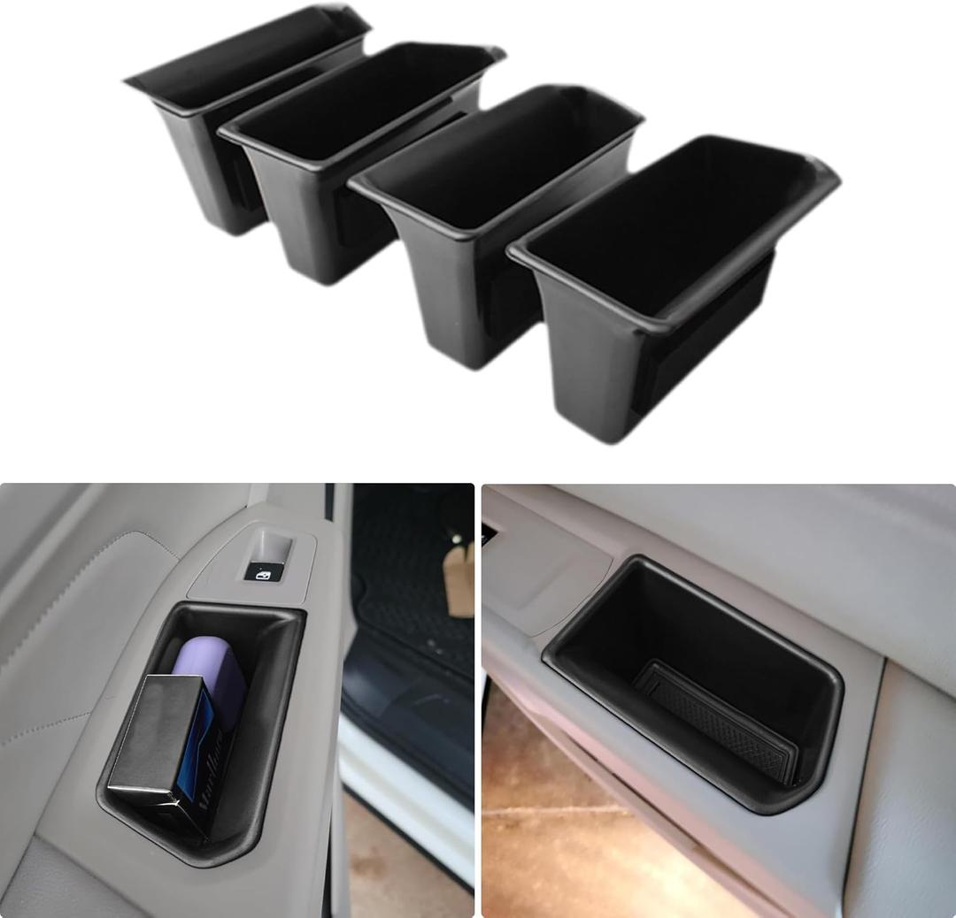 EDBETOS Atlas Door Side Storage Box Handle Container Compatible with 2018-2023 VW Atlas/Atlas Cross Sport Accessories, ABS Inner Door Handle Organizer Phone Pocket Insert Tray Glove Pallet, 4PCS Set
