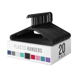 Plastic Hangers 20 Pack Black - Clothes Hangers - Makes The Perfect Coat Hanger and General Space Saving Hangers for Closet and New Apartment Essentials - Percheros Ganchos para Colgar Ropa Hangars
