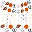 18 Pcs Sports Party Decorations 2 Sport Theme Banner Garland 16 Sport Hanging Swirl Basketball Football Soccer Baseball Paper Sports Birthday Party Decorations