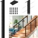 Stair Cable Railing Post 36"x2"x2", Slant Fixed Top Stainless Steel Black Stair Rail Post with Cable Grommets, 33 Drilled Stair Deck Post with 5-Degree Spacers Fit for 28-38 Degrees Stairway