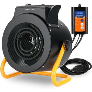 Noarixa Greenhouse Heater with Digital Thermostat, 1500W/750W Electric Grow Tent Heater, IPX4 Waterproof, Overheat Protection, Fast Heating for Patio, Flower Room, Green House, Outdoor, Black