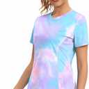 AVOOGUE Women's Short Sleeve Workout Tops Quick Dry Athletic UPF50+ Sun Protection Shirts Gym Hiking Running Yoga Clothes (Blue, XL)