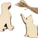 32 Pack Wood Dog & Cat Cutouts Unfinished Wooden Dog & Cat Hanging Ornaments DIY Dog & Cat Craft Gift Tags for Thanksgiving Christmas Home Party Decoration Craft Project