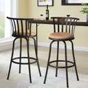 FurnitureR Classic Barstools Set of 2, Country Style Bar Chairs with Back and Footrest Swivel Counter Height Bar Stools for Kitchen Island Pub, Bistro, Restaurant, Rustic Brown and Black (29 Inch)